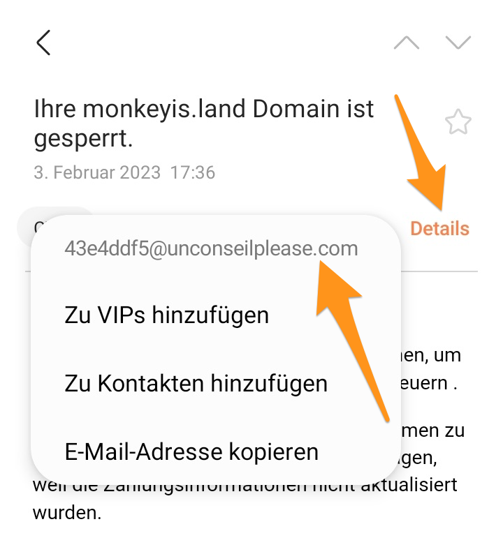 Absendeadresse in der Mail-App von Samsung einblenden