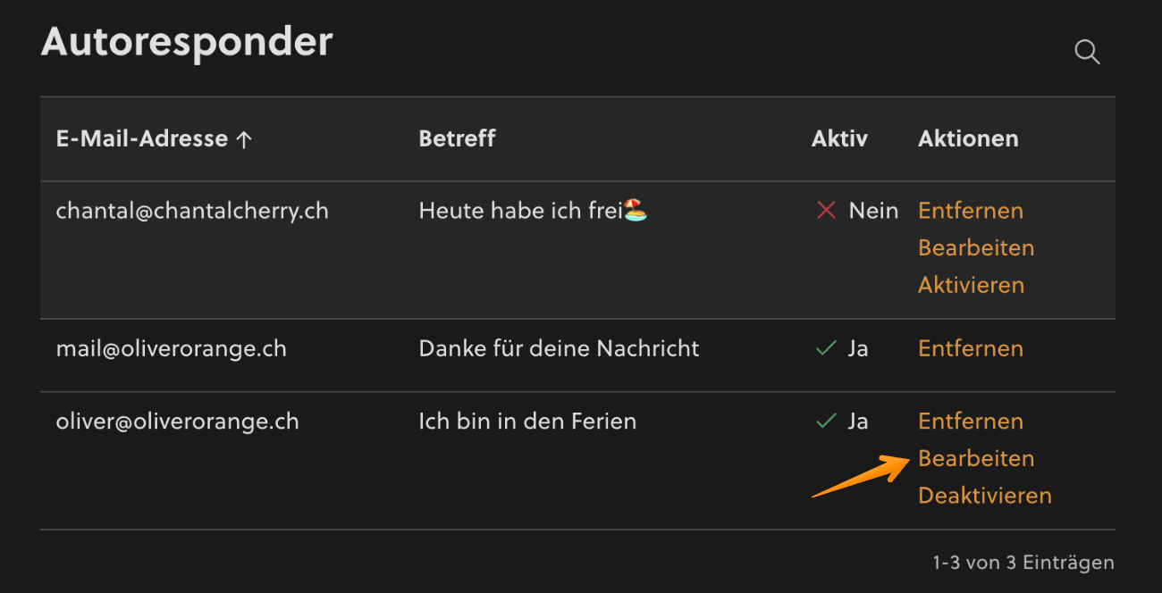 Autoresponder bearbeiten