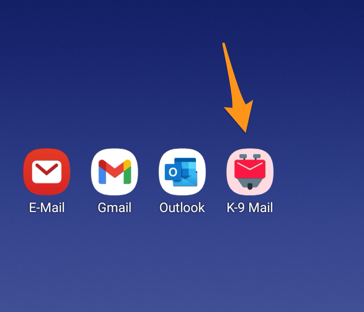 Öffne die App «K-9 Mail»