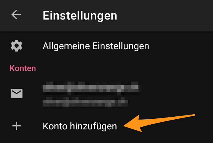 Wähle «Konto hinzufügen»