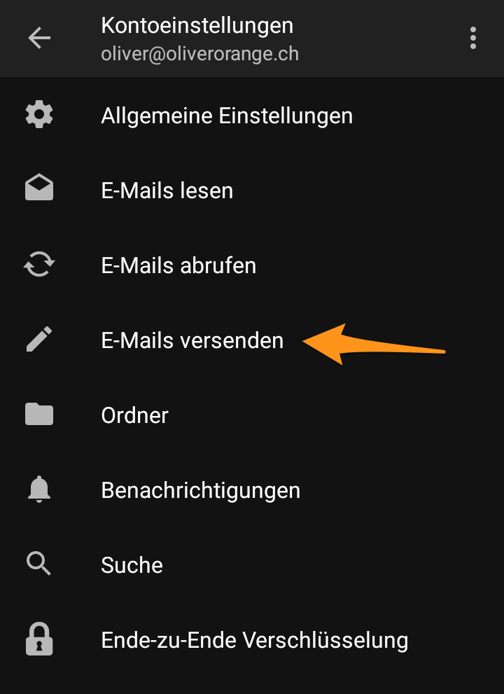 Wähle «E-Mails versenden»