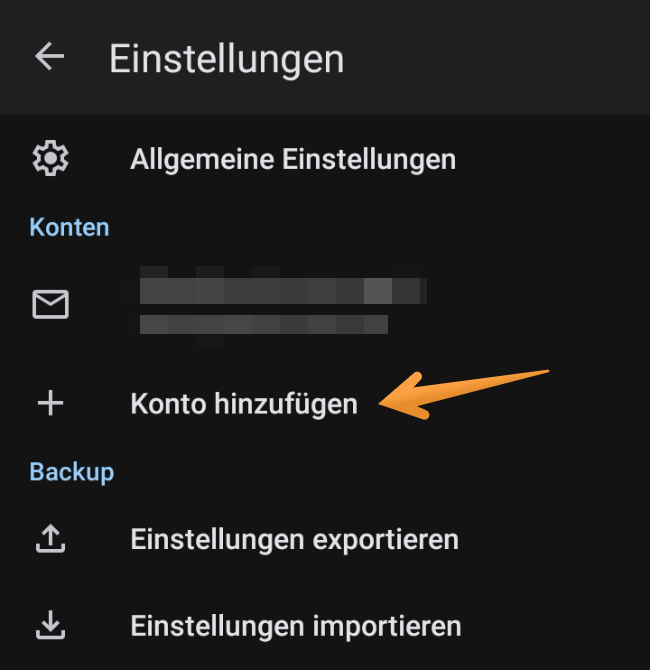 Wähle «Konto hinzufügen»