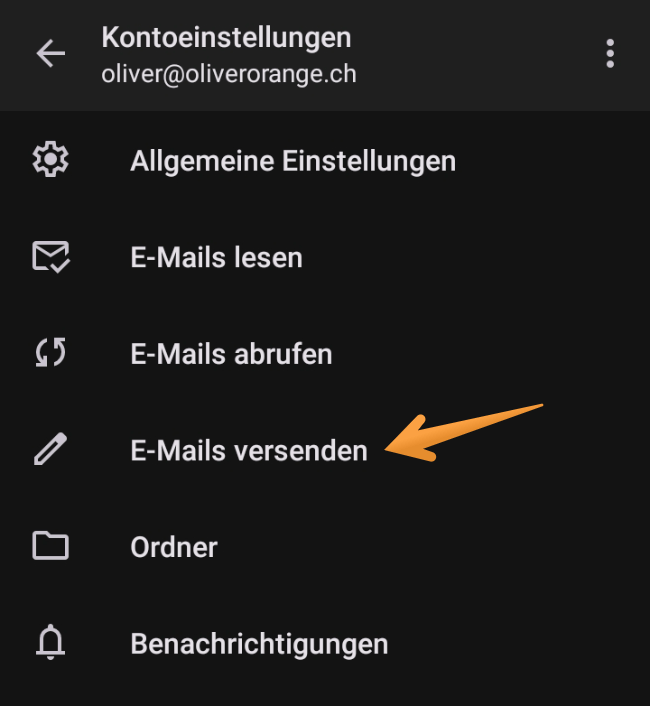 Wähle «E-Mails versenden»