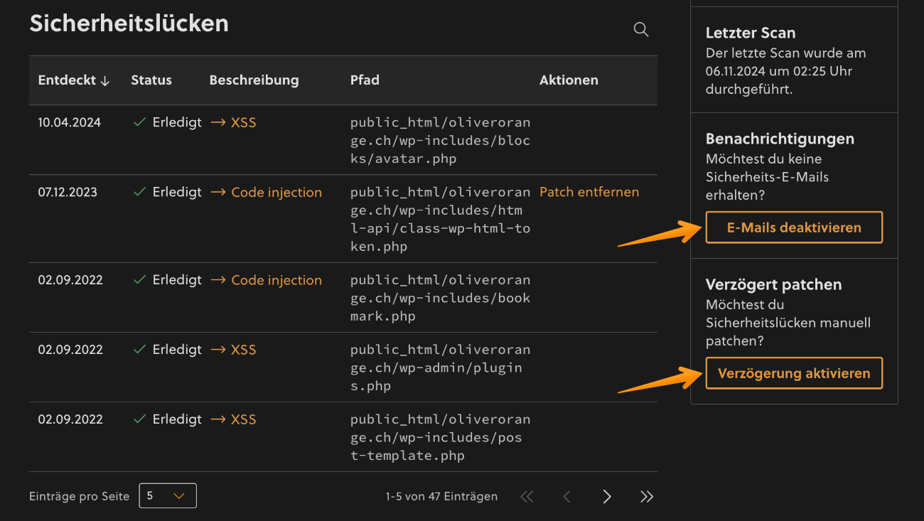 Verzögertes Patchen aktivieren/Benachrichtigungen deaktivieren