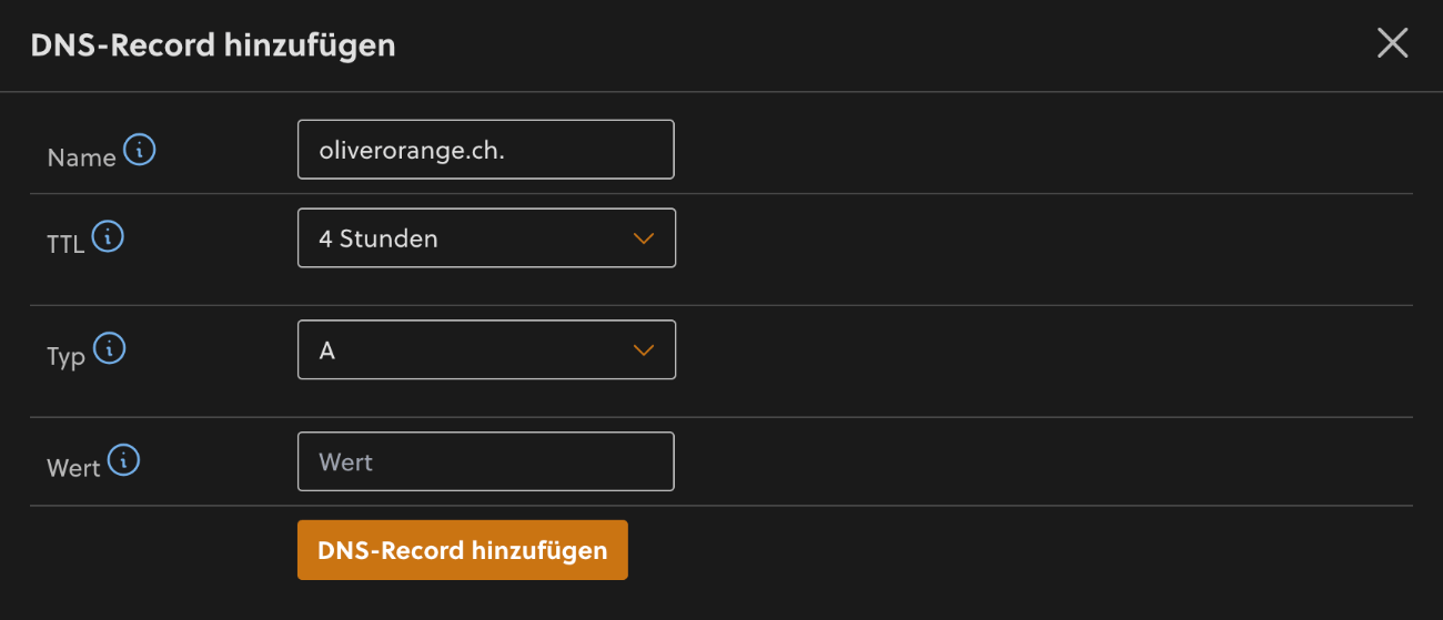 DNS-Record hinzufügen