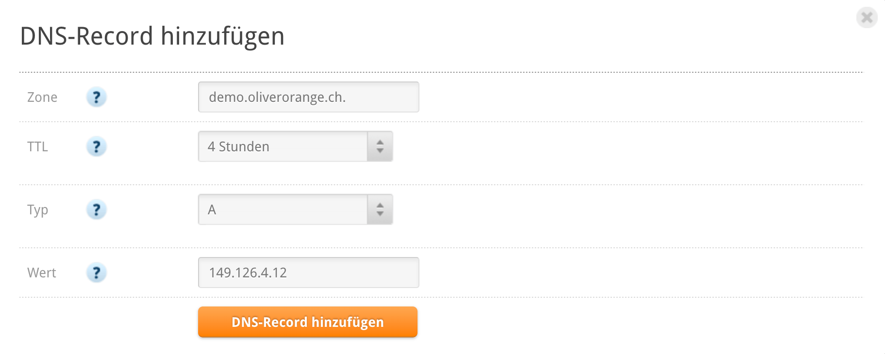 A-Record hinzufügen