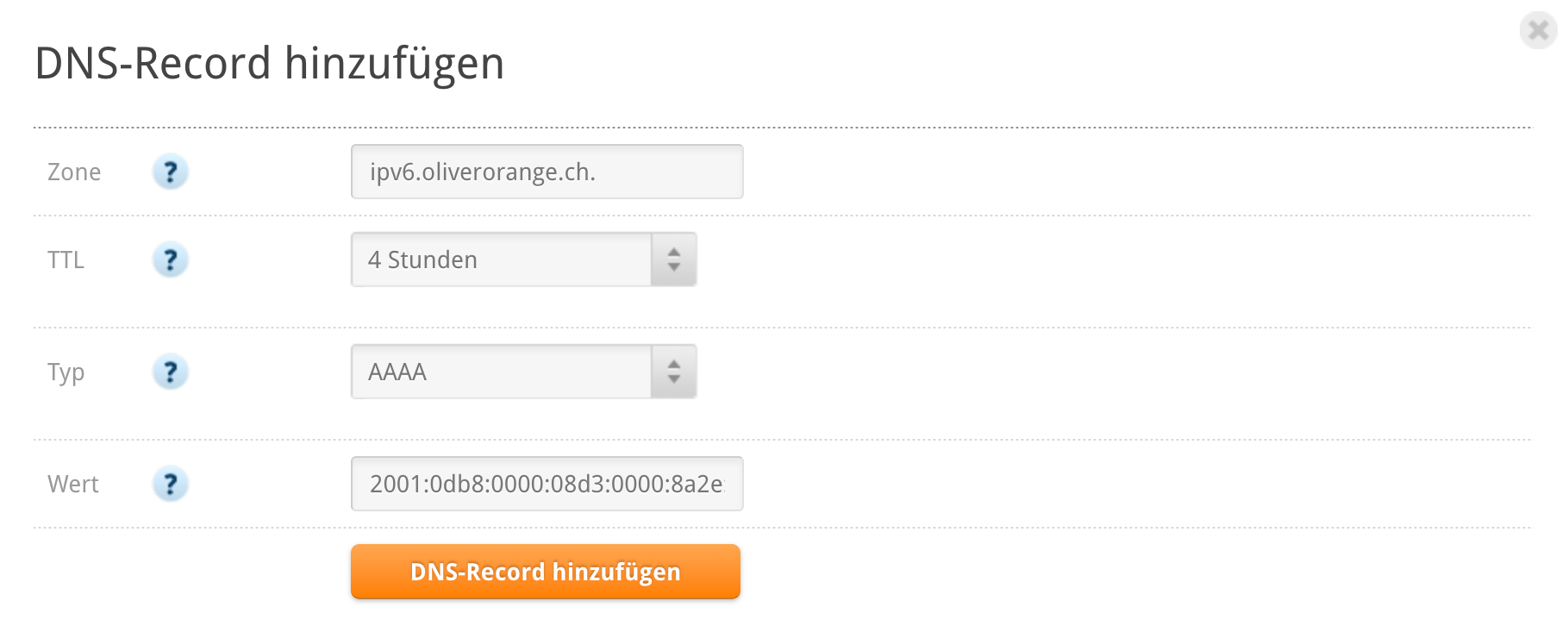 AAAA-Record hinzufügen