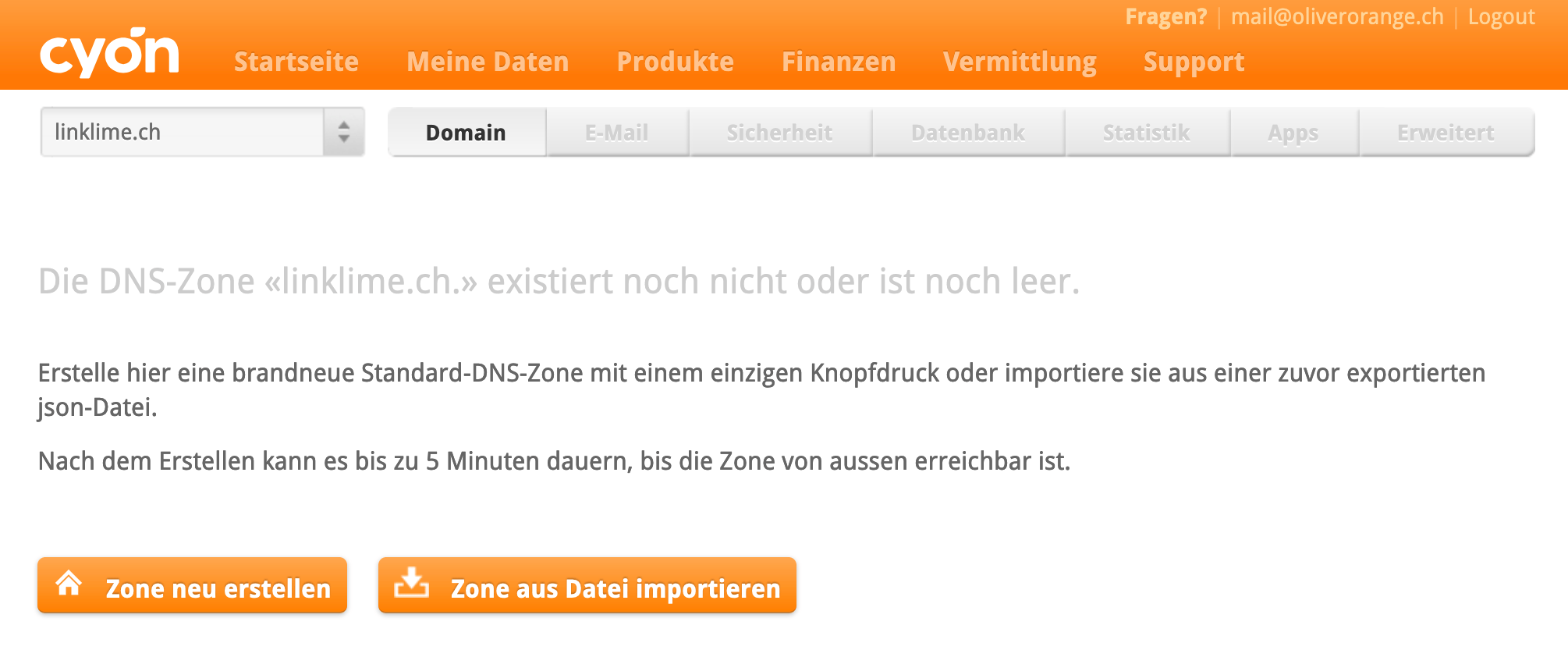 DNS-Zone erstellen oder importieren