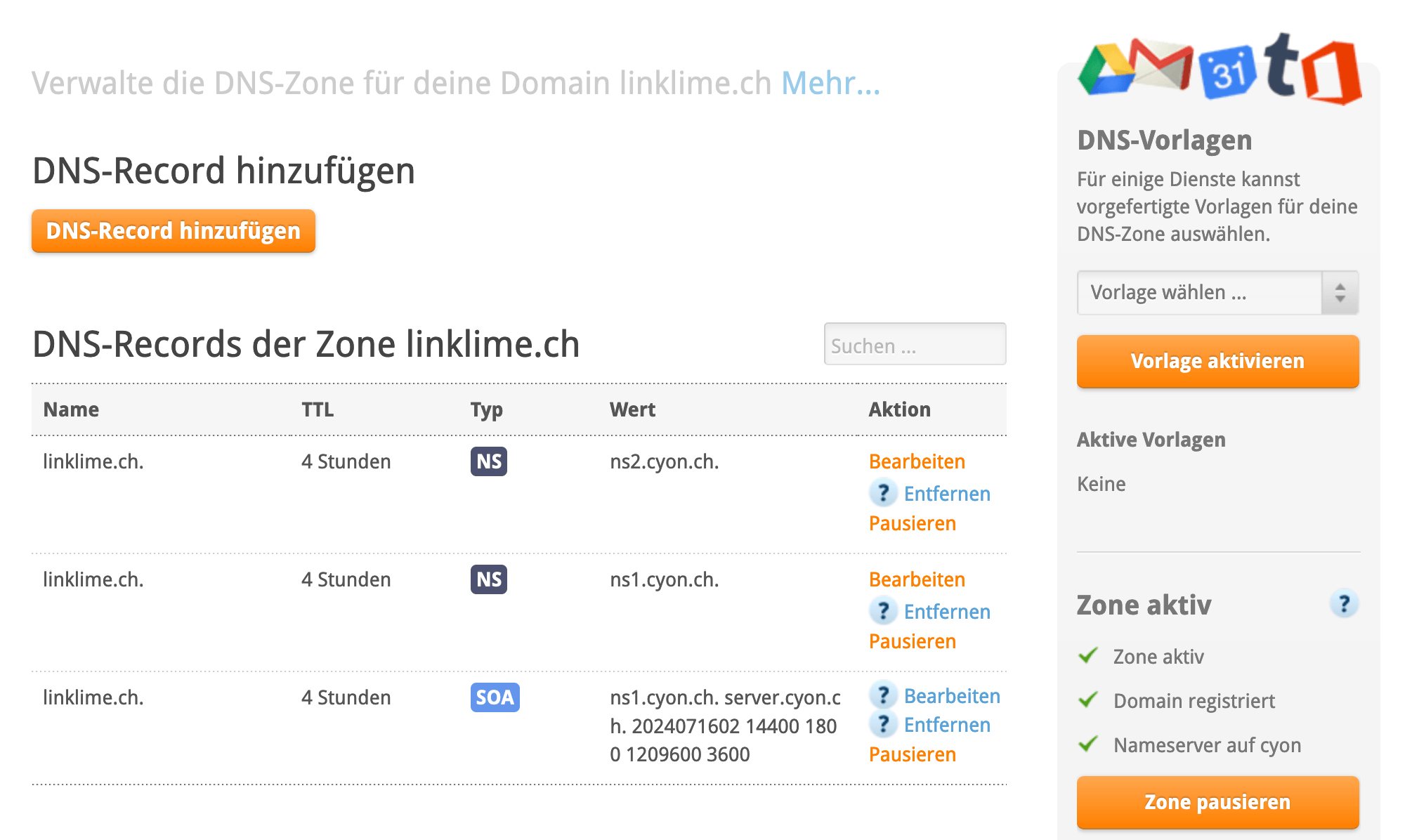 Leere DNS-Zone