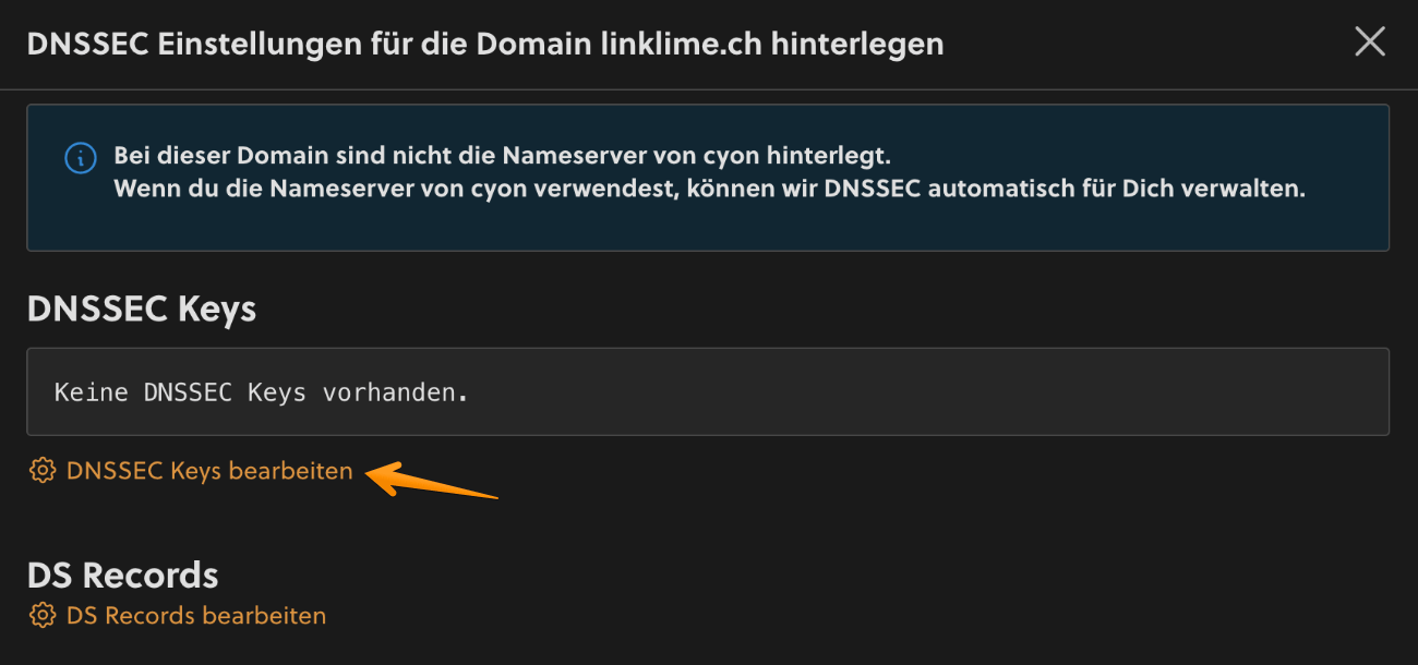 DNSSEC-Keys bearbeiten