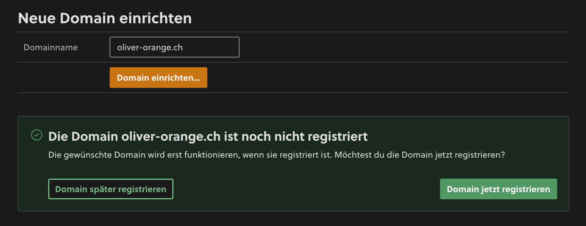 Hinweis um Domain zu registrieren