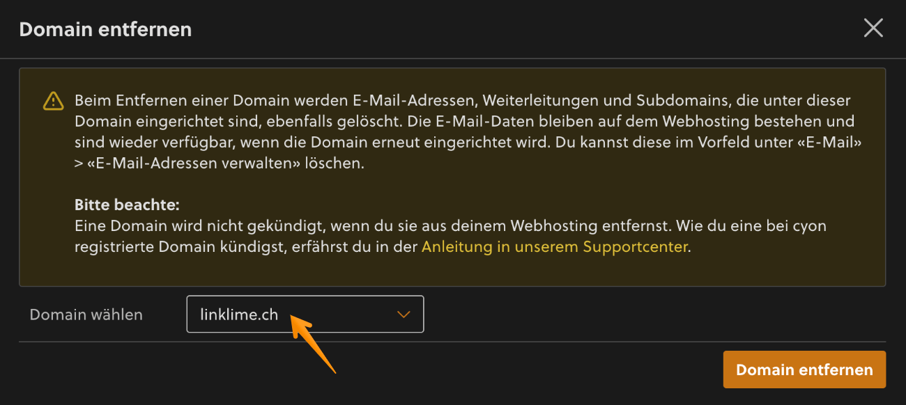 Domain auswählen