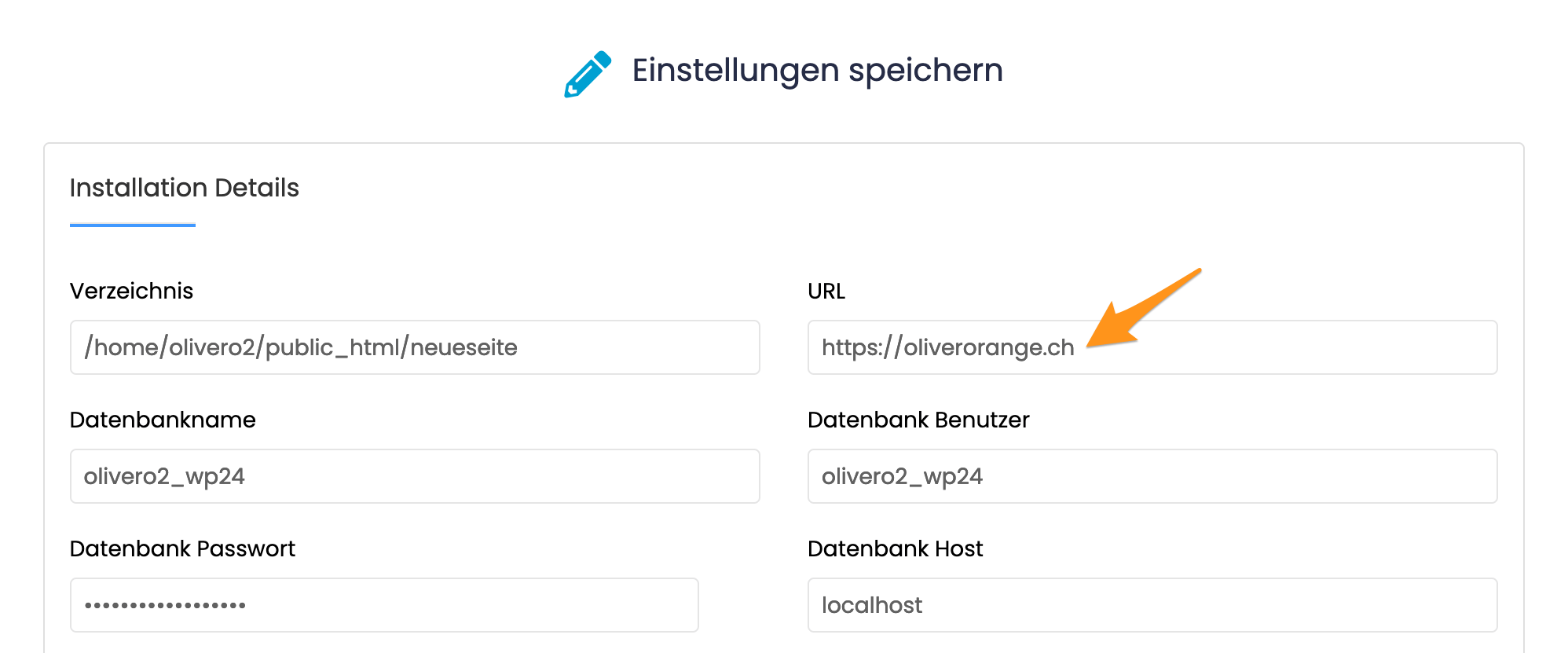 Domain anpassen unter «Details bearbeiten»