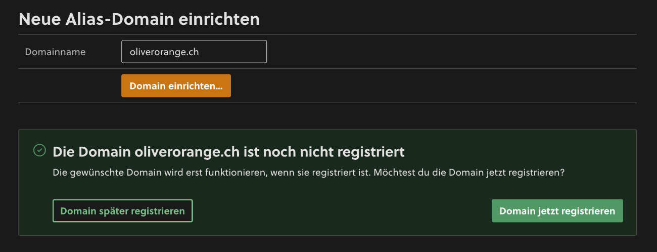 Domain registrieren oder einrichten