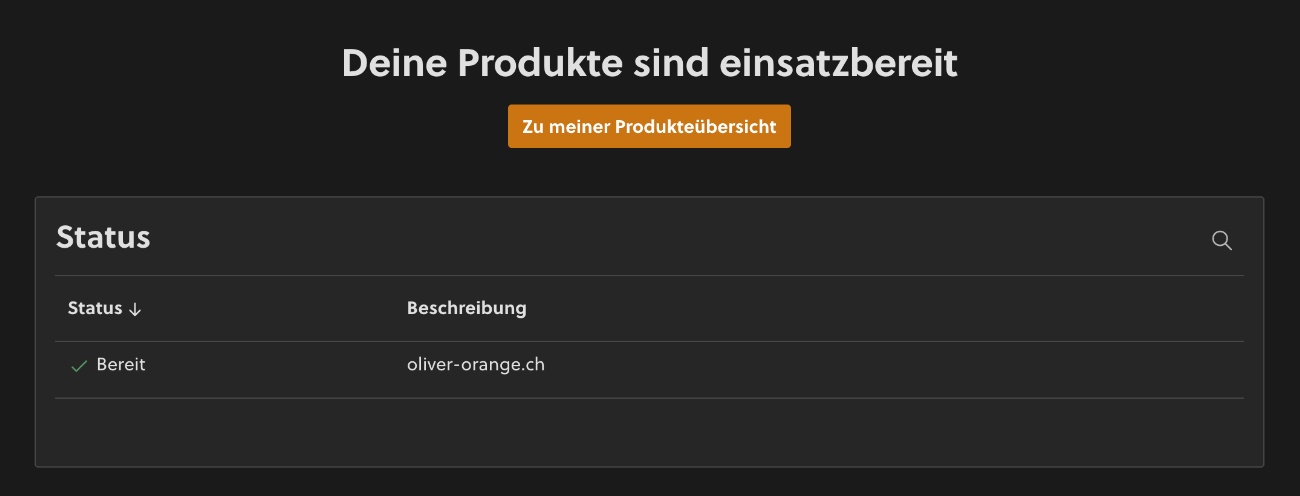 Bestätigung nach erfolgreicher Registrierung