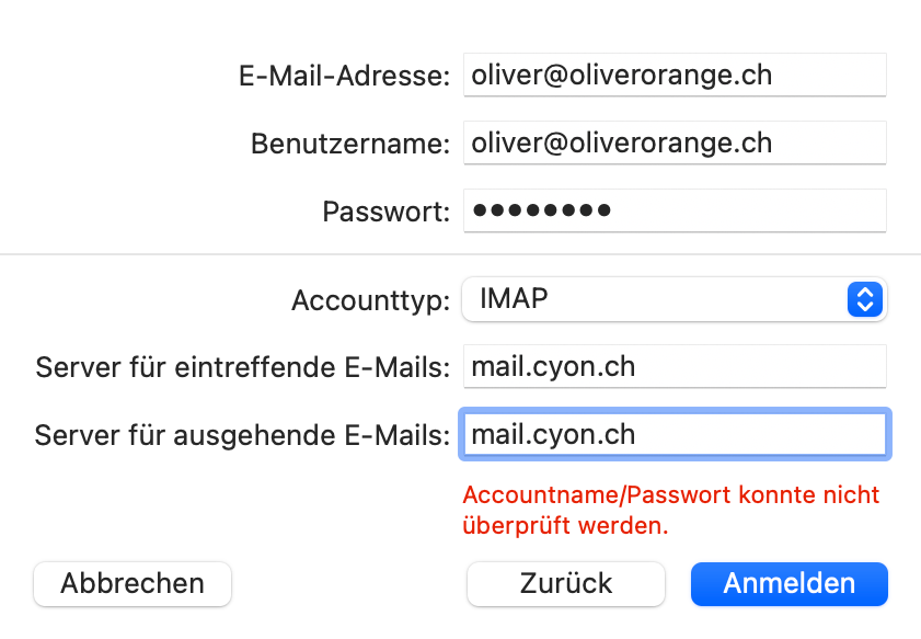 Servereinstellungen Mail-Account