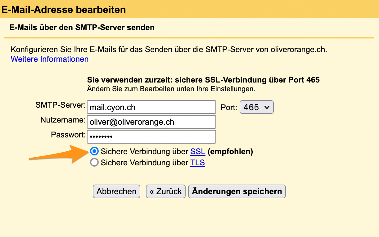 SMTP-Kontoeinstellungen überprüfen
