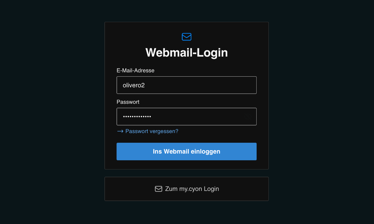 Anmeldung im Webmail