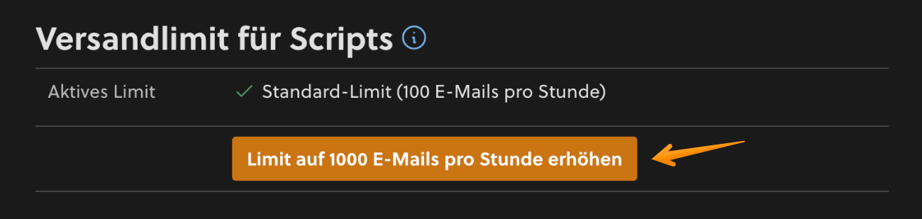 Versandlimit für Scripts erhöhen