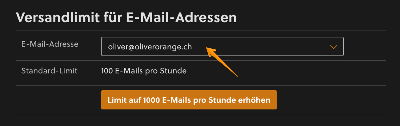 Versandlimit für eine E-Mail-Adressen