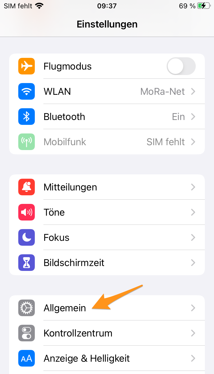 iOS Einstellungen