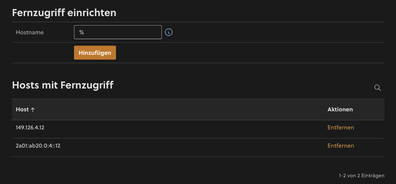 Fernzugriff auf Datenbanken für alle IP-Adressen freigeben