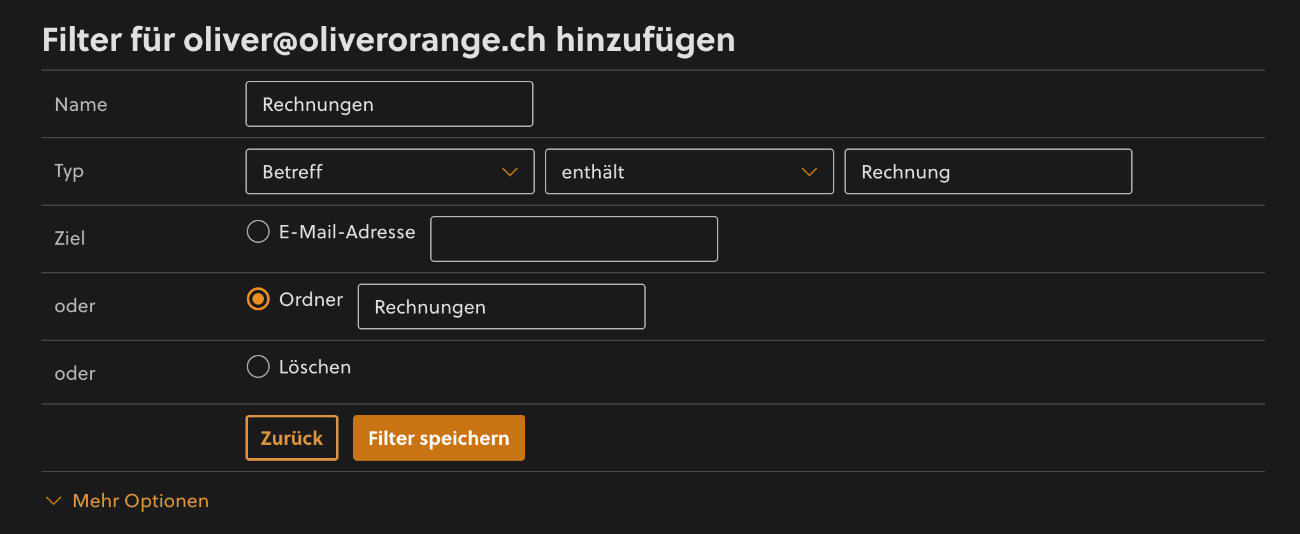 Filterbeispiel: In Ordner verschieben