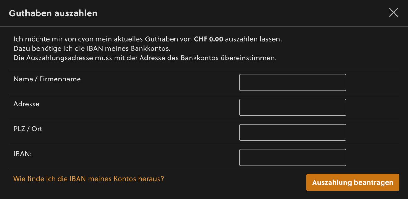 Angaben zu deinem Bank- oder Postkonto