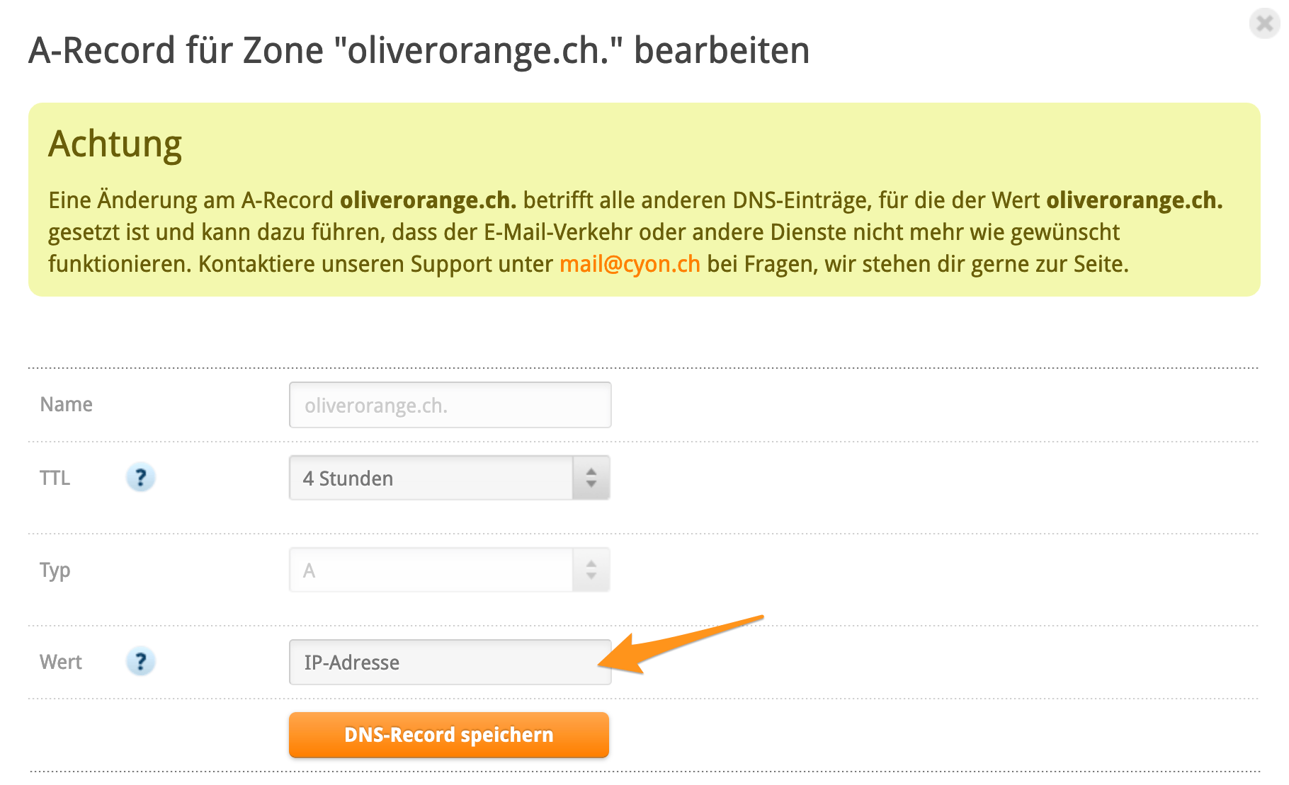 IP-Adresse ändern und bestätigen