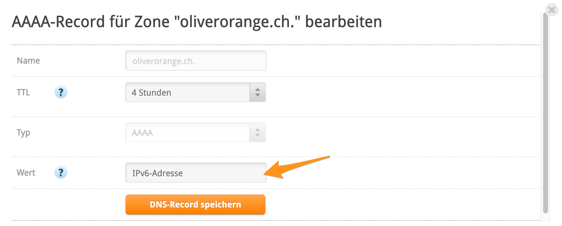 AAAA-Record bearbeiten