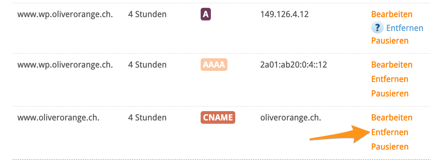 www-Eintrag entfernen