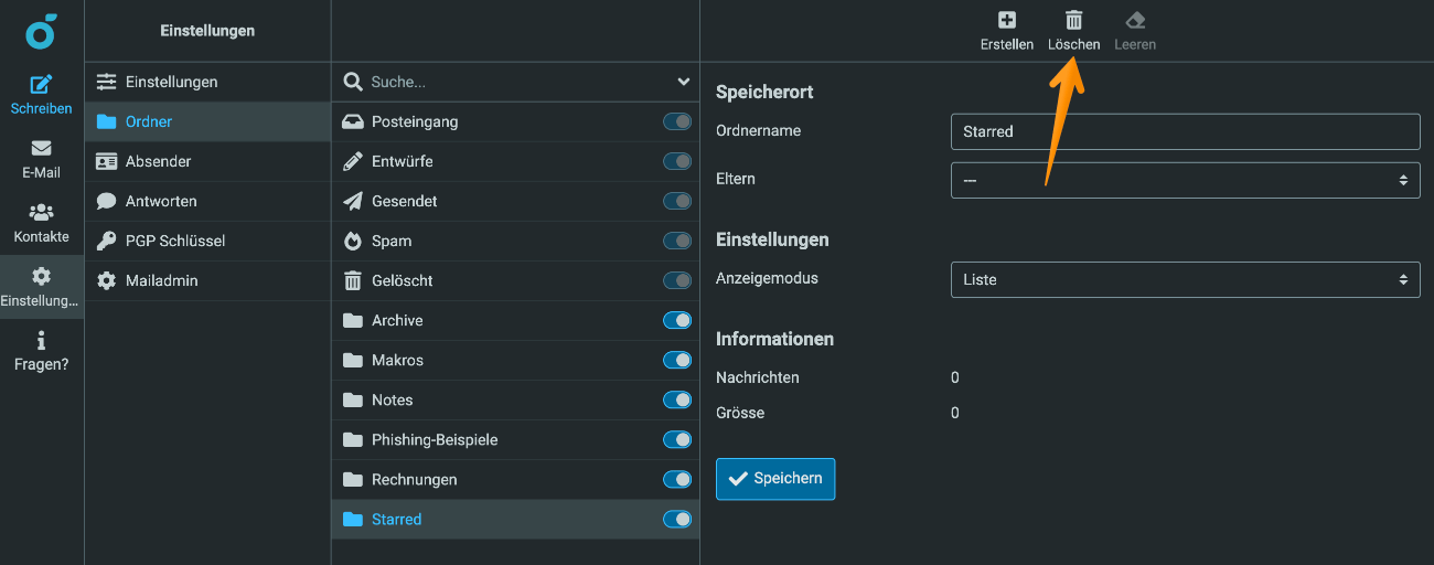 IMAP-Ordner im Webmail löschen