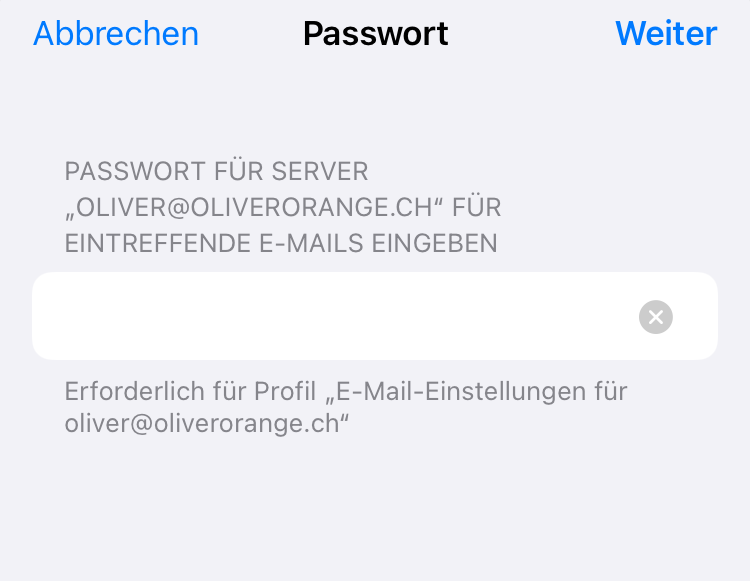 Passwort der E-Mail-Adresse