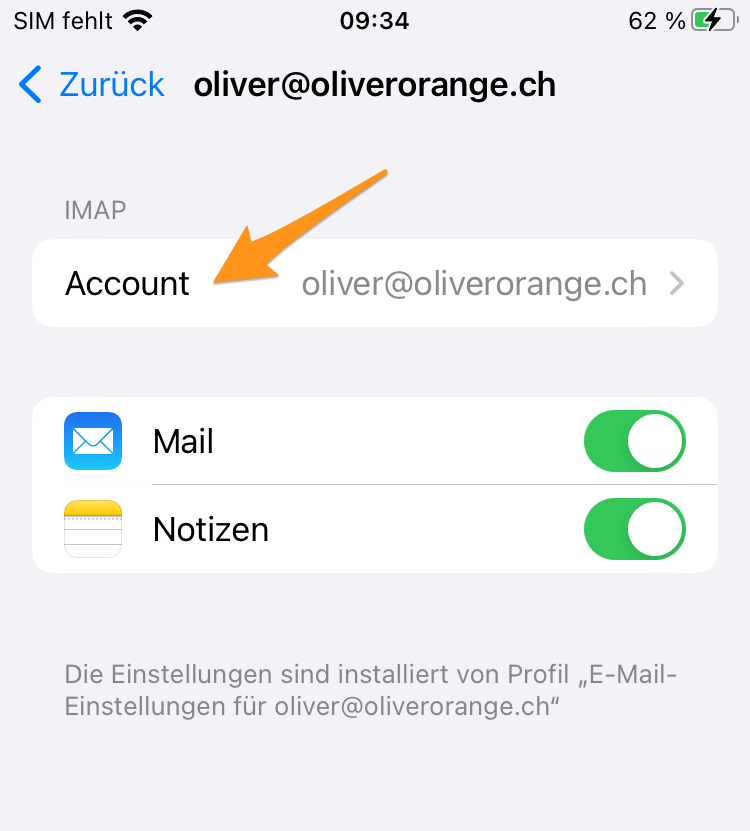 Einstellungen E-Mail-Account