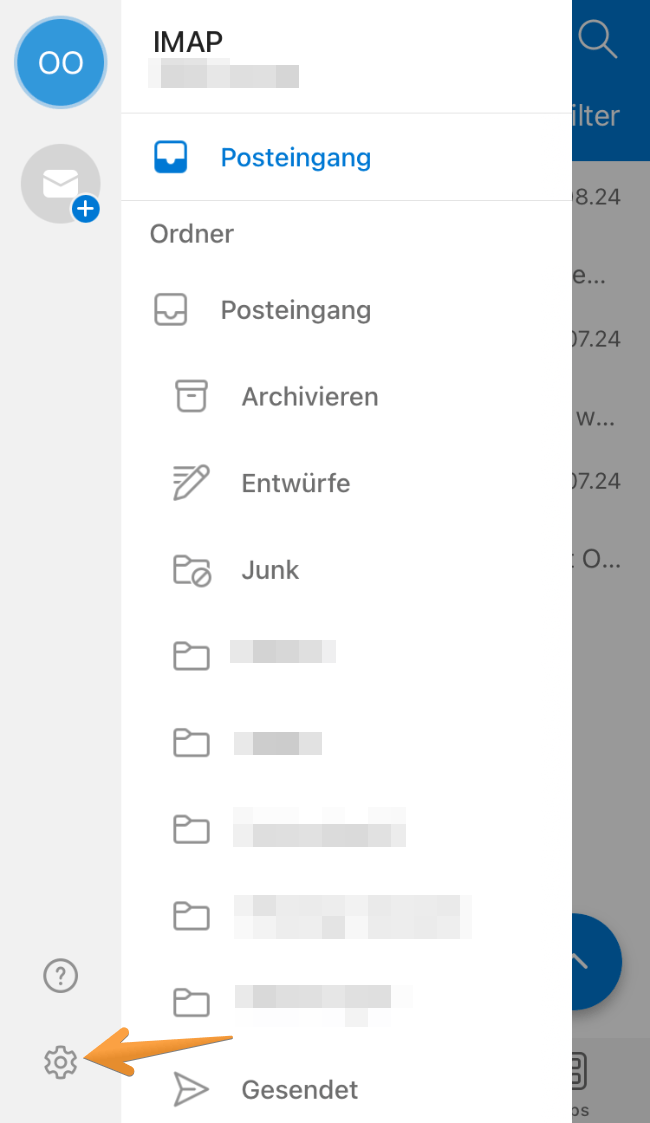 Öffne die Kontoeinstellungen der App