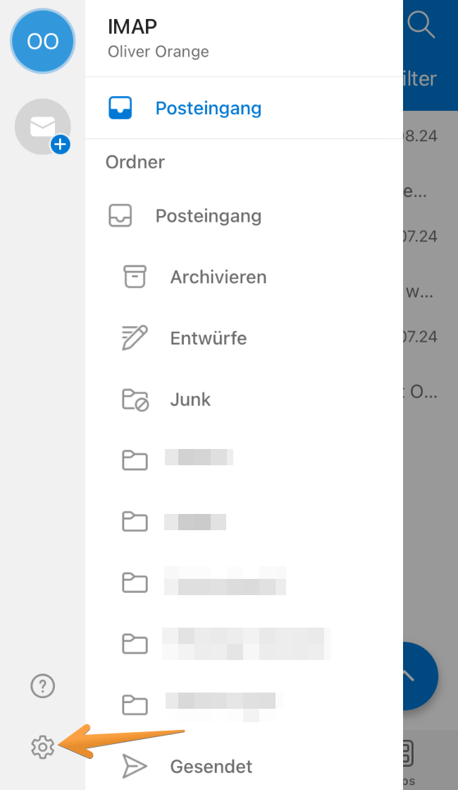 Öffne die Kontoeinstellungen der App