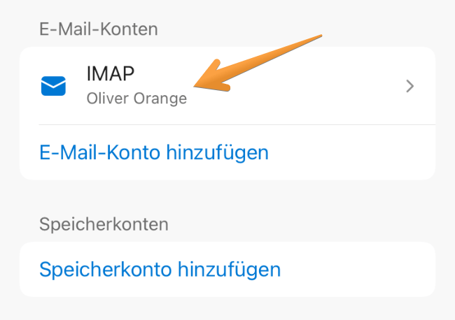 E-Mail-Konto auswählen