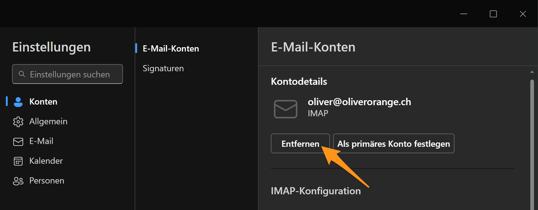 E-Mail-Konto entfernen