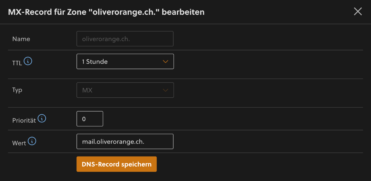 MX-Record bearbeiten