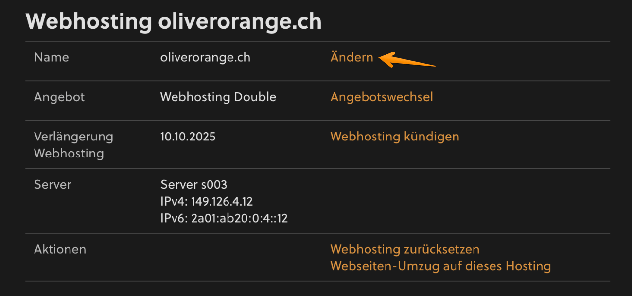 Übersicht Webhosting