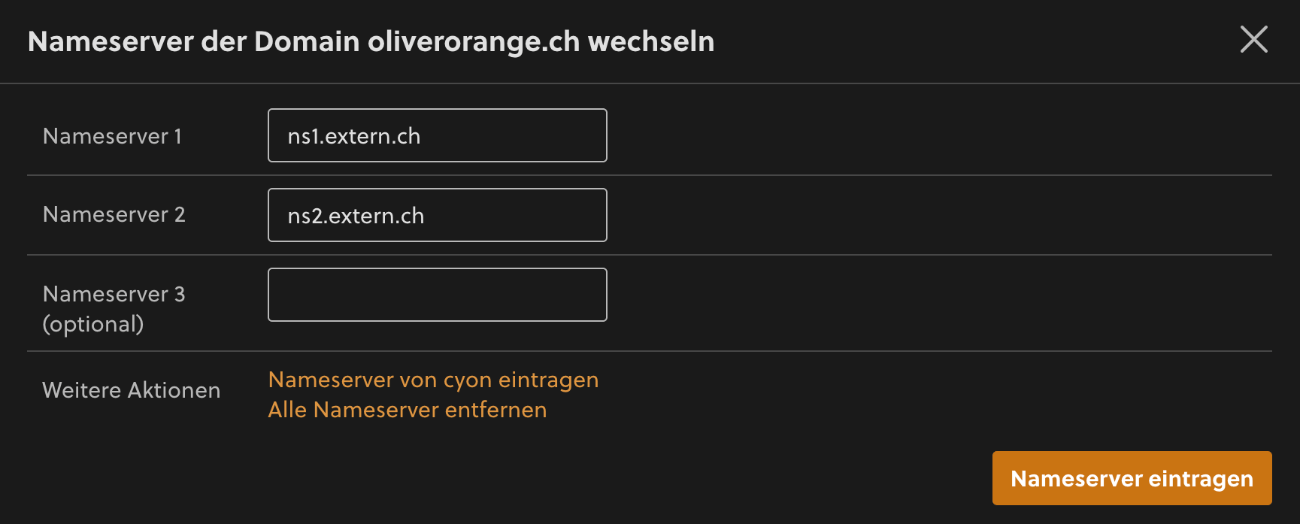 Nameserver eintragen