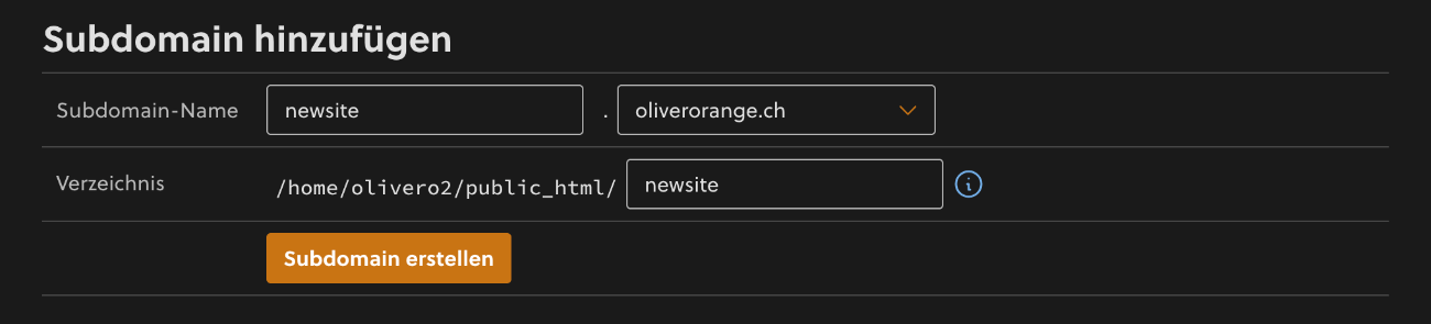 Subdomain erstellen