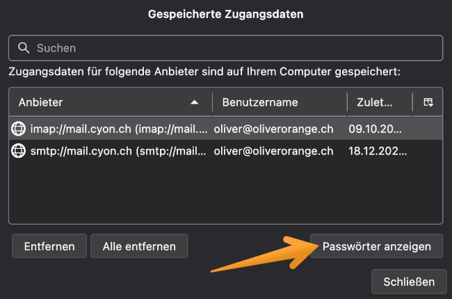 Passwörter anzeigen