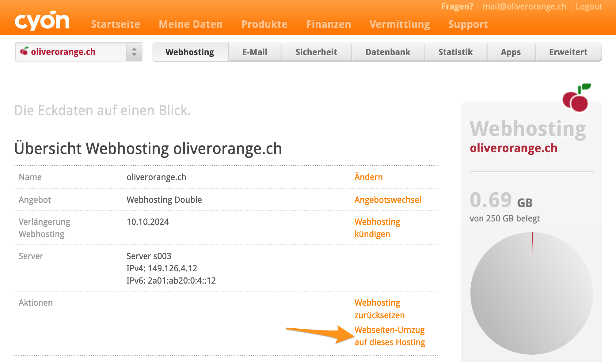 Webseiten-Umzug auf dieses Hosting