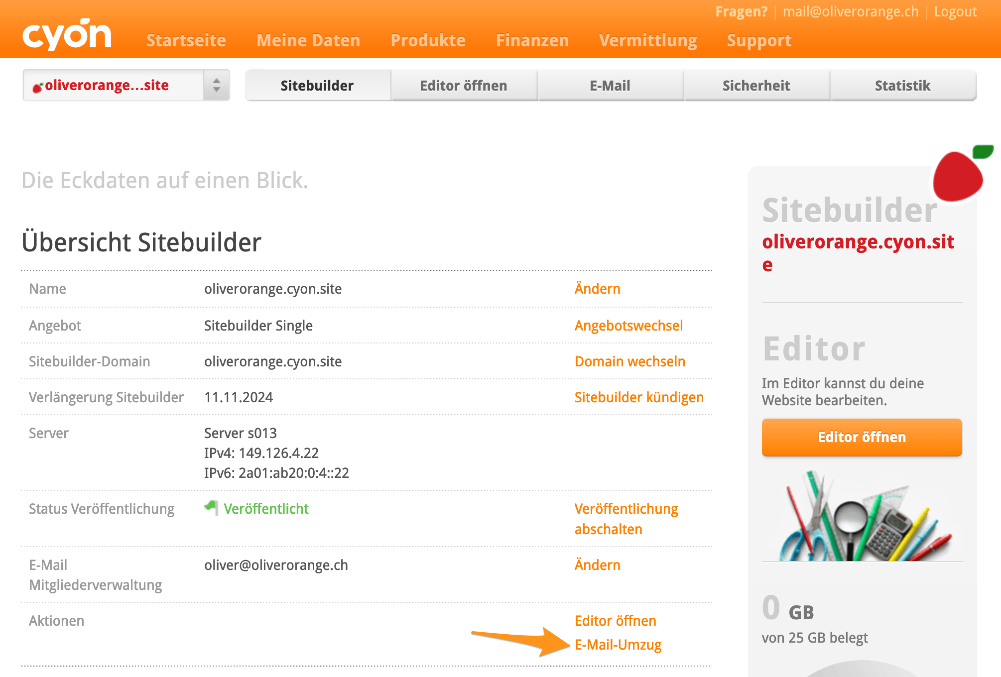 Webseiten-Umzug auf dieses Hosting