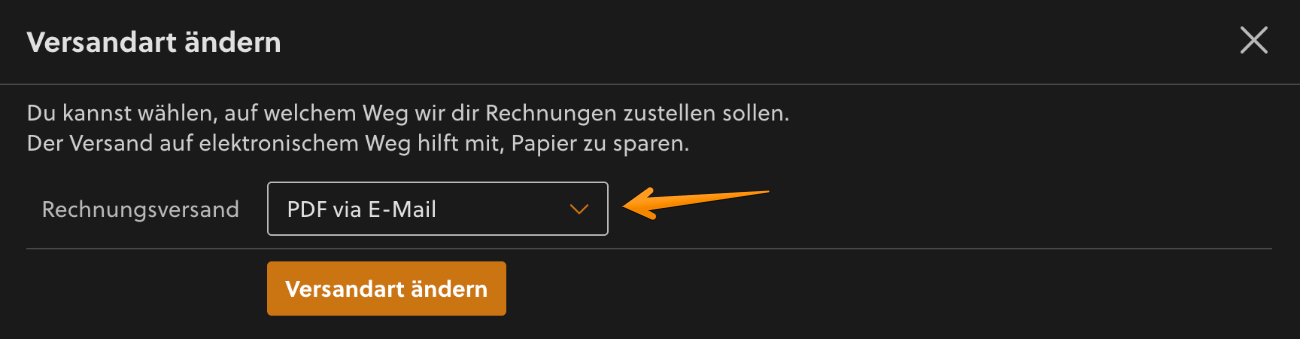 Rechnungsversand ändern
