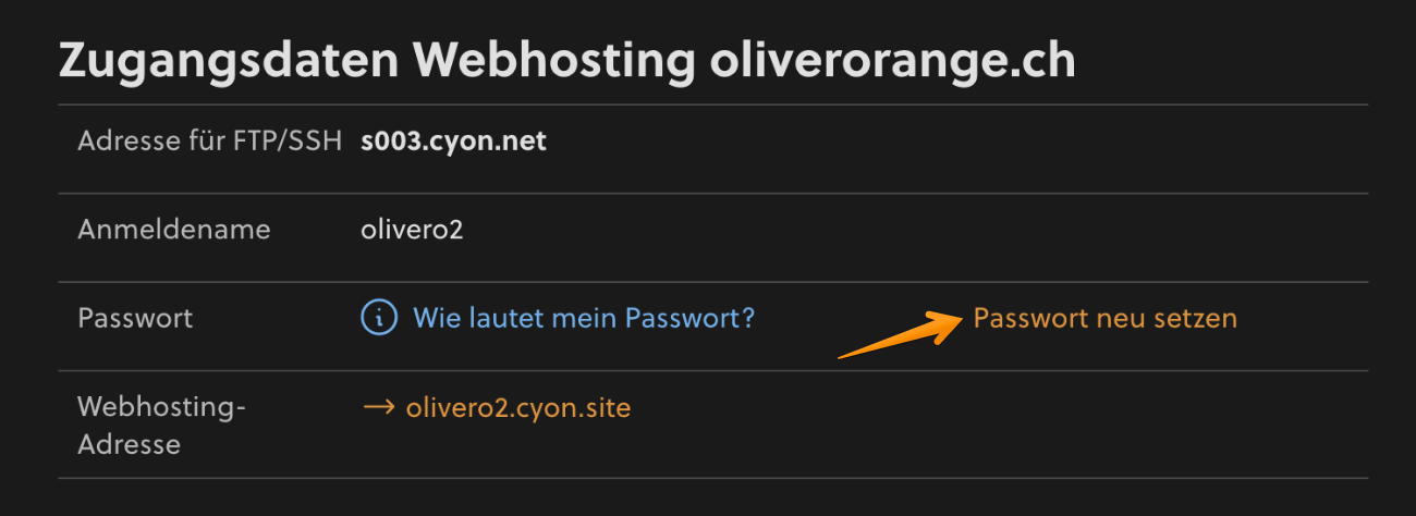 Webhosting-Passwort ändern