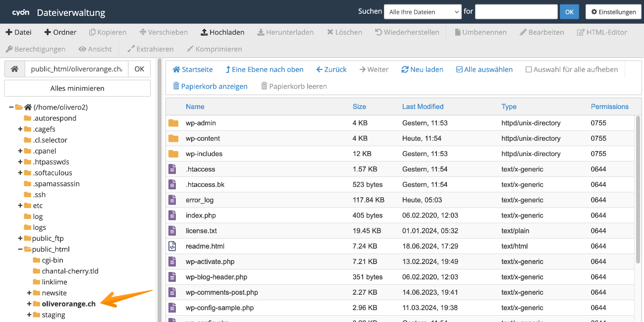 Ordnerstruktur im Dateimanager