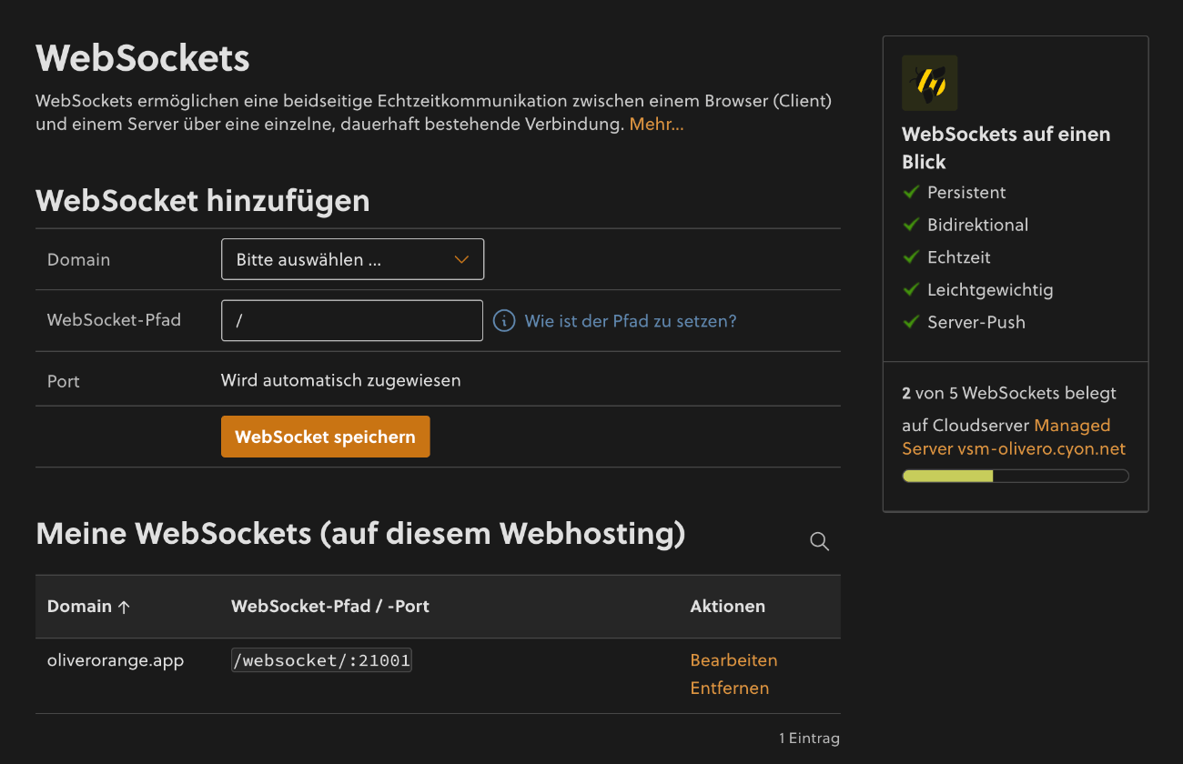 Erstellte WebSockets