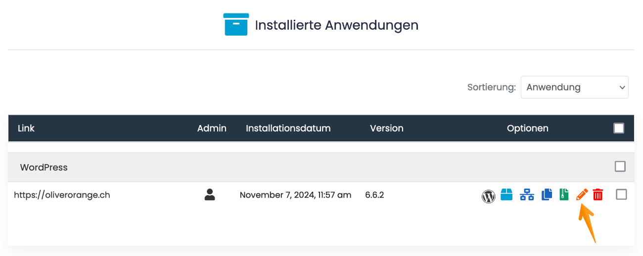 Überblick aller Installationen in «Apps»